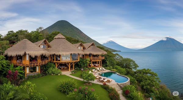 Nice rental with pool oin the shore of Lake Atitlan