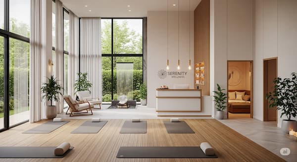 Inside view of a yoga studio for sale around Lake Atitlan