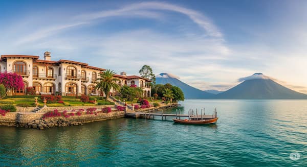 Luxurious lakeshore real estate with private dock around Lake Atitlan